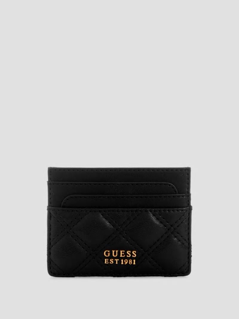 Guess Giully Quilted Card Holder - Black Guess Giully Quilted Card Holder - Black