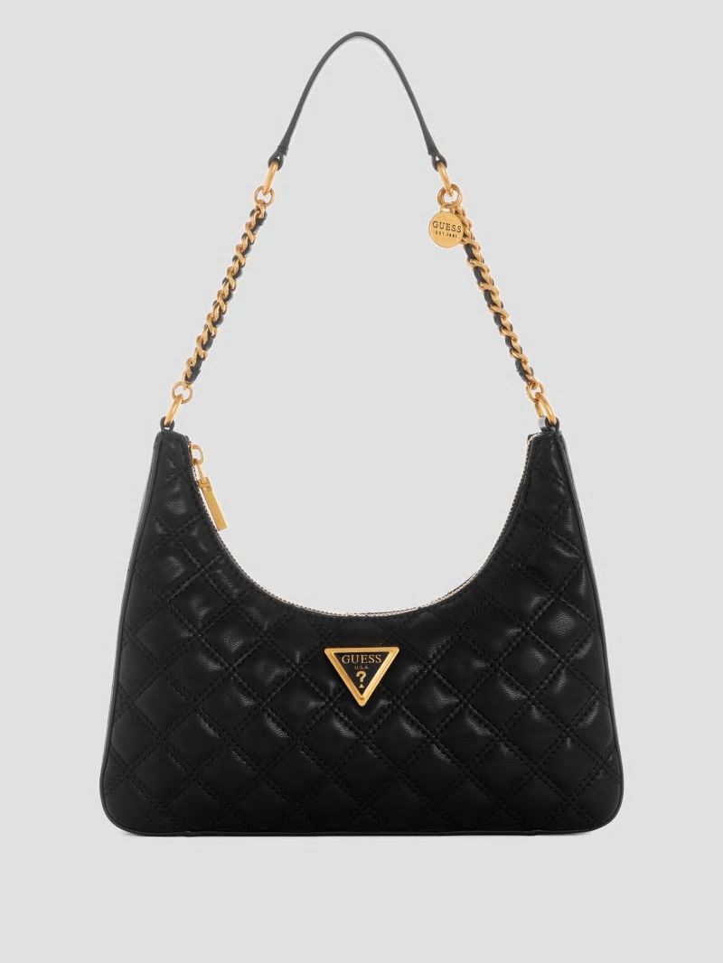 Guess Giully Top-Zip Shoulder Bag - Black Floral Print Guess Giully Top-Zip Shoulder Bag - Black Floral Print