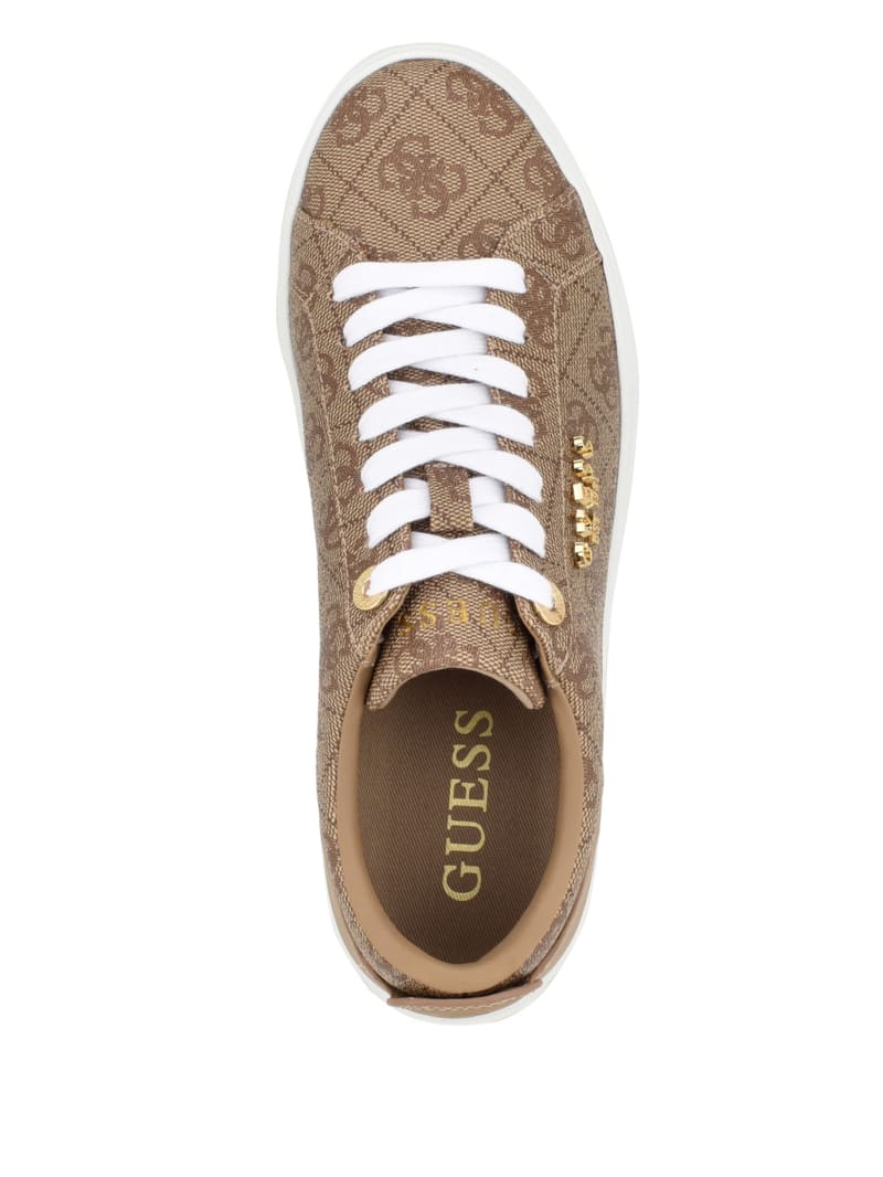 Guess Logo Print Low-Top Sneakers - Light Natural 110