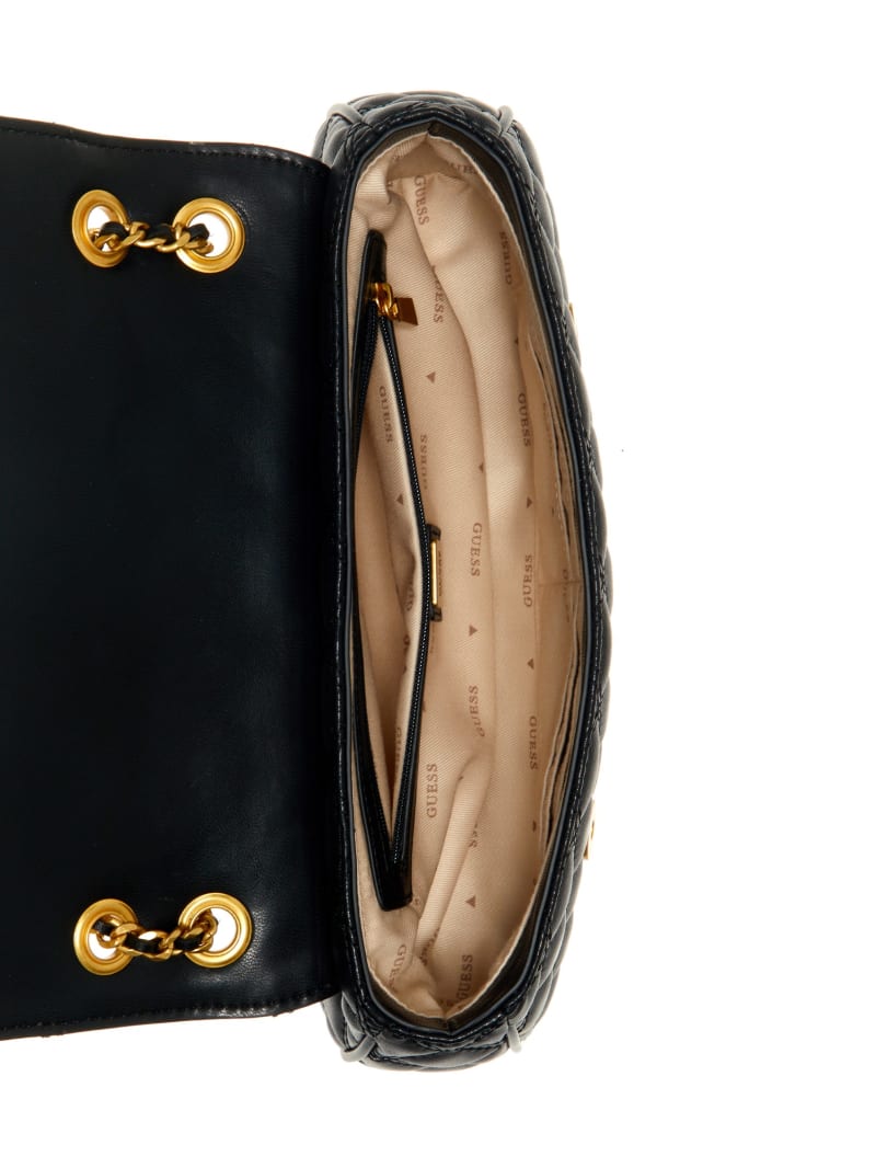 Guess Giully Quilted Convertible Crossbody - Black Floral Print
