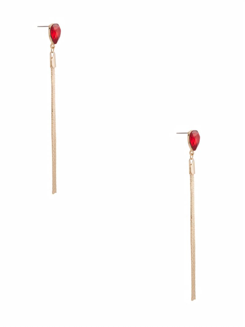 Guess Ruby Stud Drop Earrings - Lacquer Red A503