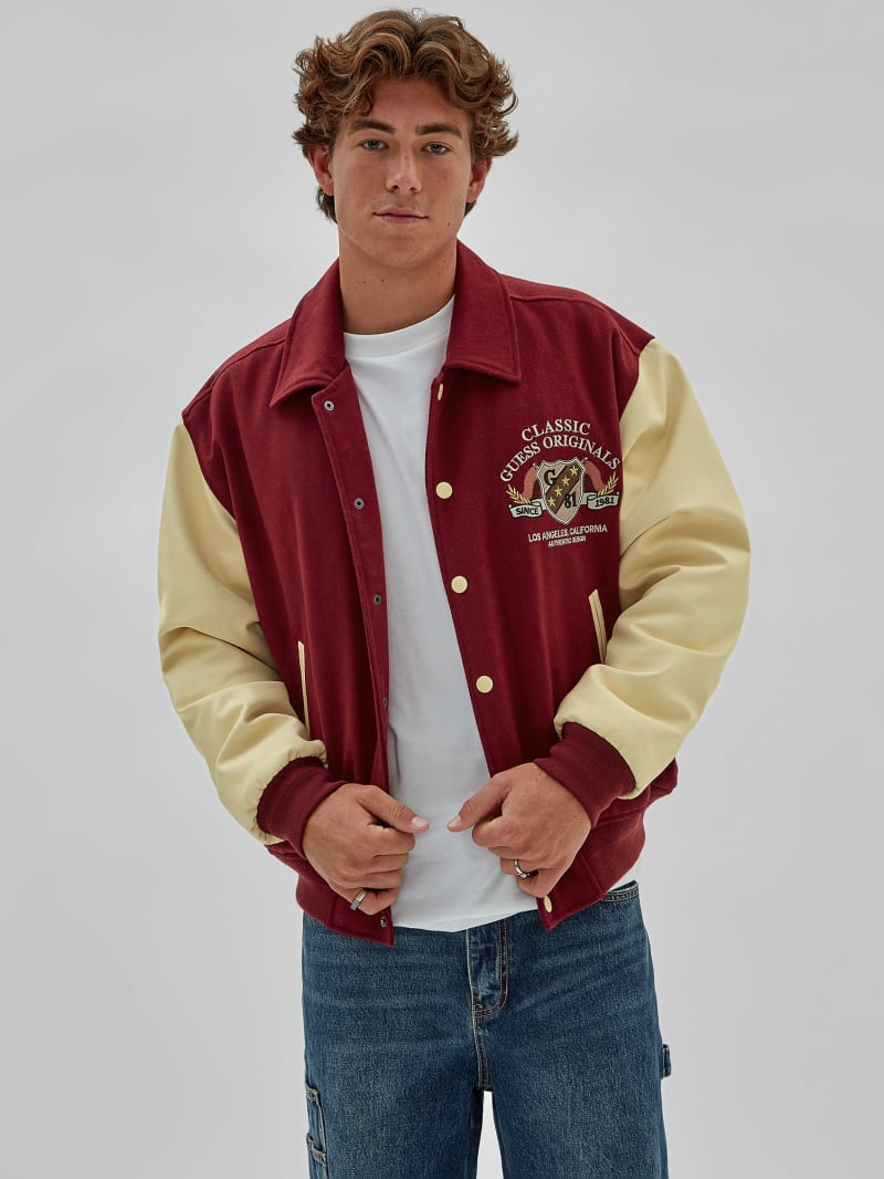 Guess GUESS Originals Authentic Letterman Jacket - Dark Jam Red Guess GUESS Originals Authentic Letterman Jacket - Dark Jam Red