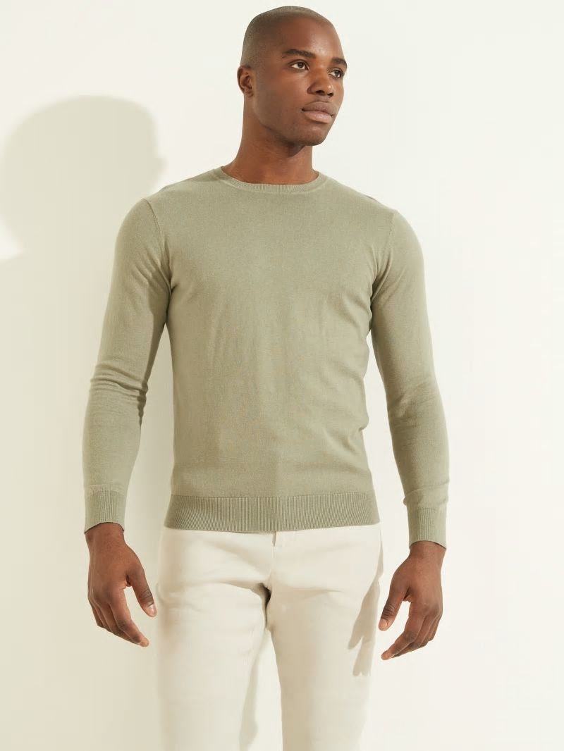 Guess Essential Crewneck Sweater - Mossy Green Guess Essential Crewneck Sweater - Mossy Green