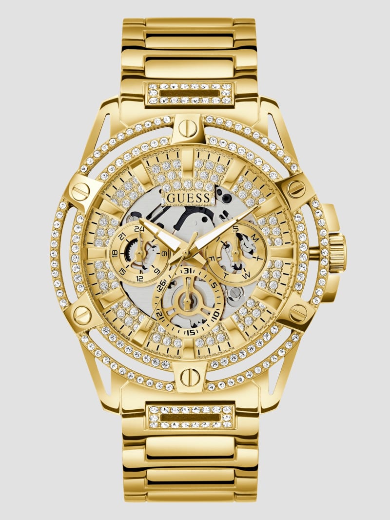 Guess Gold-Tone Rhinestone Cut-Through Watch - Gold Guess Gold-Tone Rhinestone Cut-Through Watch - Gold
