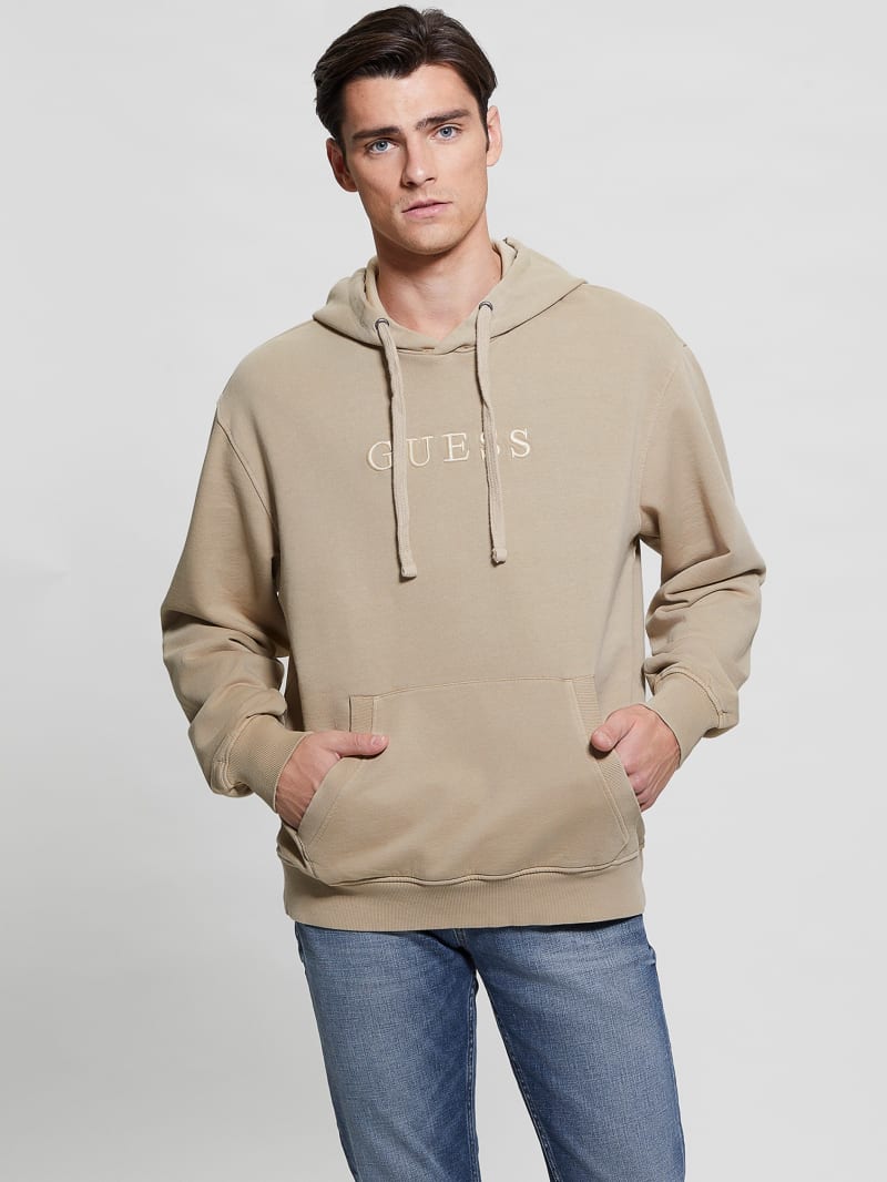 Guess Finch Terry Logo Hoodie - Neutral Sand Multi Guess Finch Terry Logo Hoodie - Neutral Sand Multi