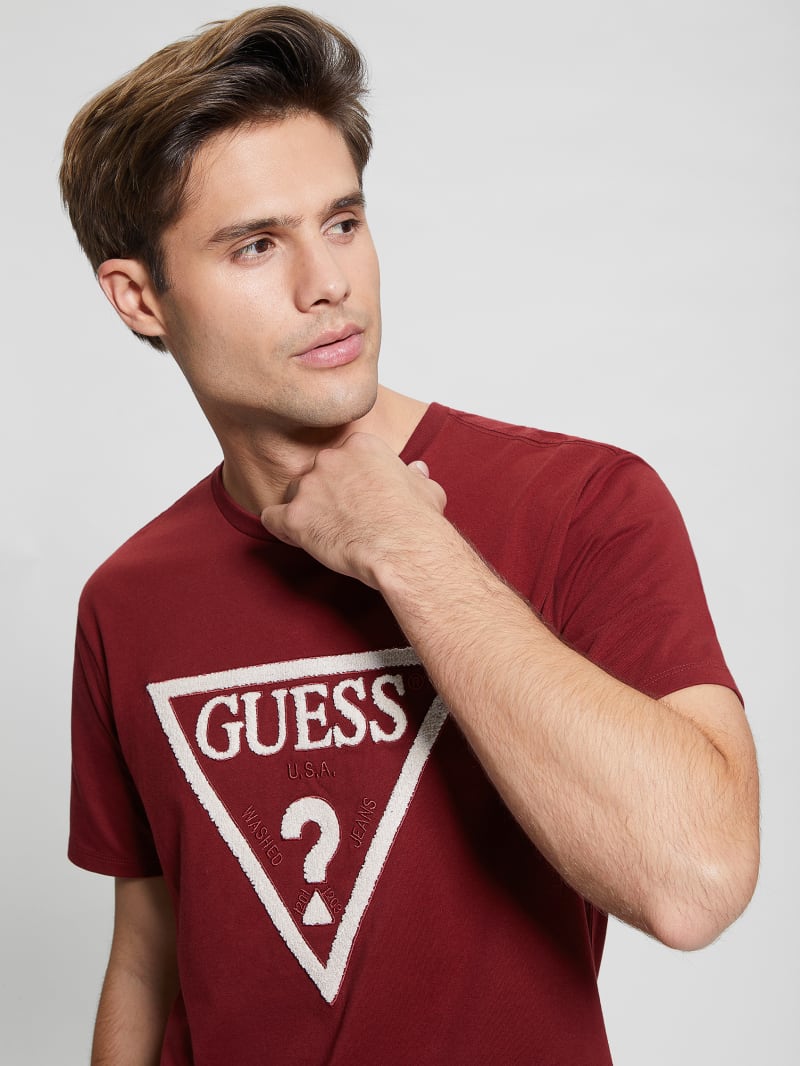 Guess Eco Embroidered Logo Tee - Vino Guess Eco Embroidered Logo Tee - Vino