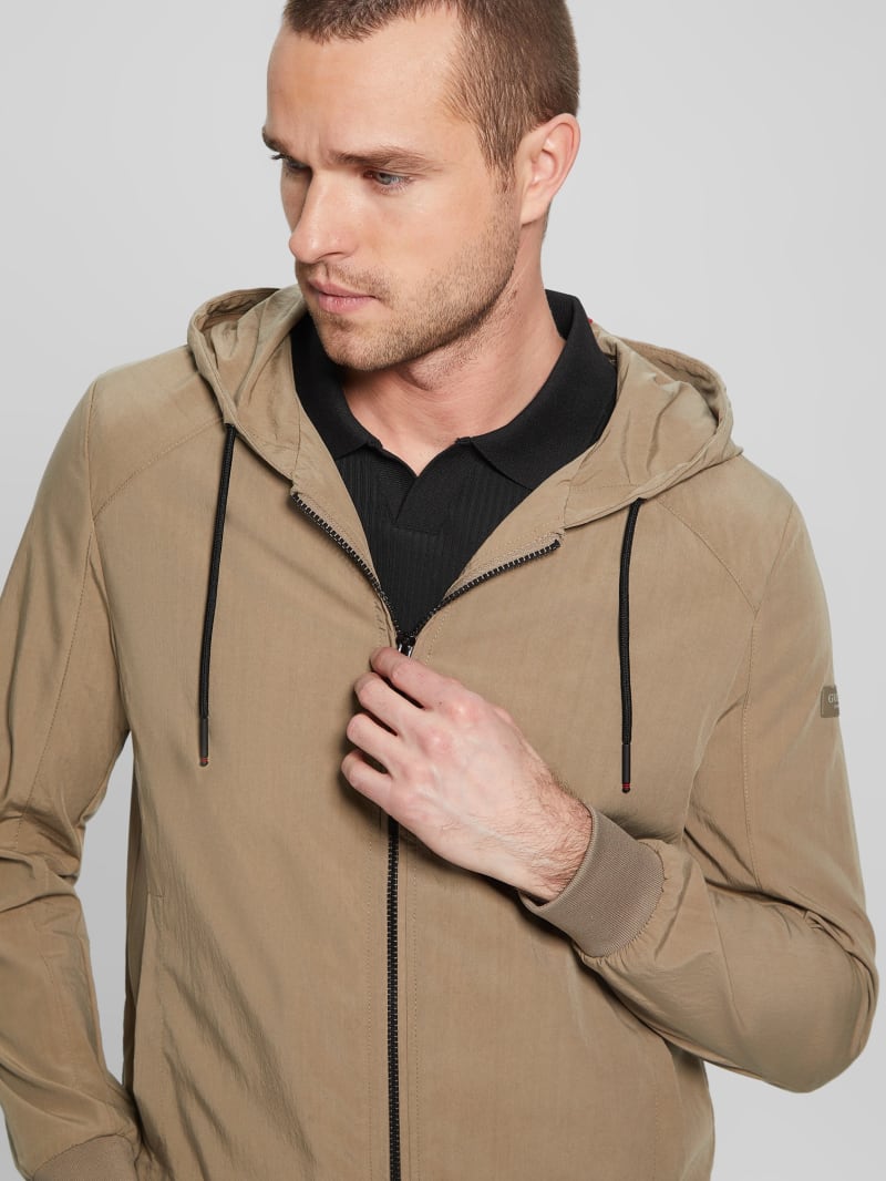 Guess Eco Tech Zip Hoodie - Walnut Shell Guess Eco Tech Zip Hoodie - Walnut Shell