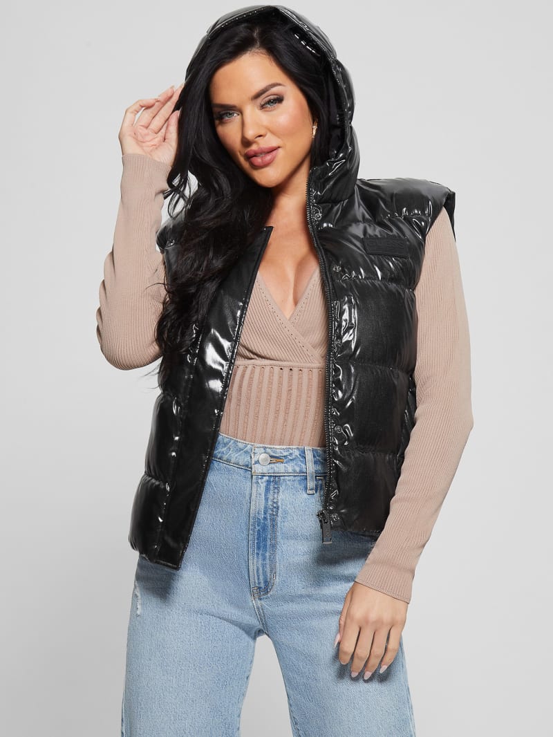 Guess Eco Noemi Quilted Vest - Jet Black Multi Guess Eco Noemi Quilted Vest - Jet Black Multi