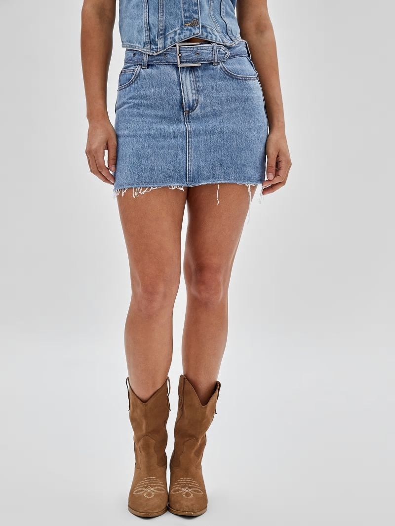 Guess GUESS Originals Belted Denim Skirt - Go Kitty Medium Wash Guess GUESS Originals Belted Denim Skirt - Go Kitty Medium Wash