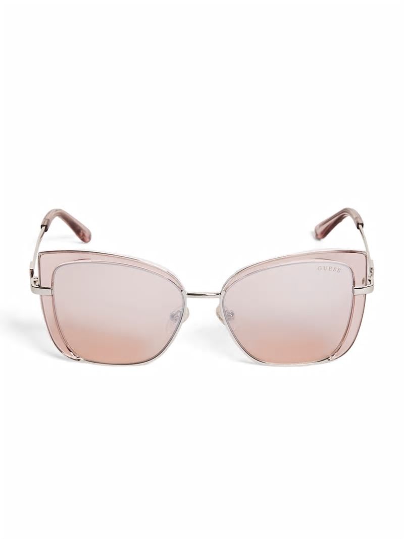 Guess Tinted Cat-Eye Sunglasses - Shiny Pink / Bordeaux Mir Guess Tinted Cat-Eye Sunglasses - Shiny Pink / Bordeaux Mir