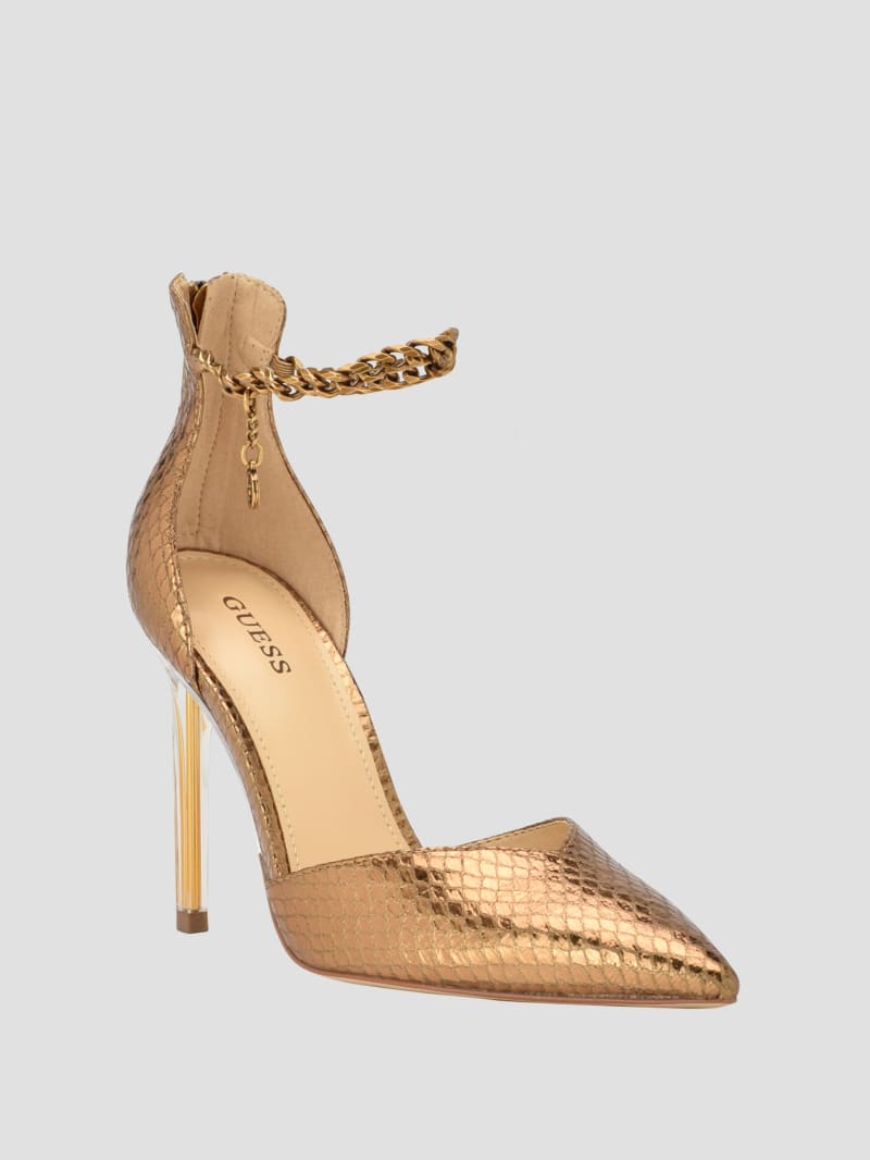 Guess Stefany G-Chain Ankle Strap Pumps - Bronze Guess Stefany G-Chain Ankle Strap Pumps - Bronze