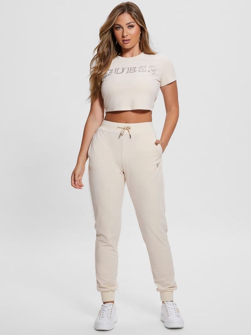 Guess Eco Couture Velvet Joggers - Vanilla Blush Guess Eco Couture Velvet Joggers - Vanilla Blush