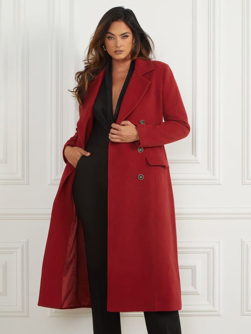 Guess Eliza Wool-Blend Coat - Lacquer Red A503 Guess Eliza Wool-Blend Coat - Lacquer Red A503