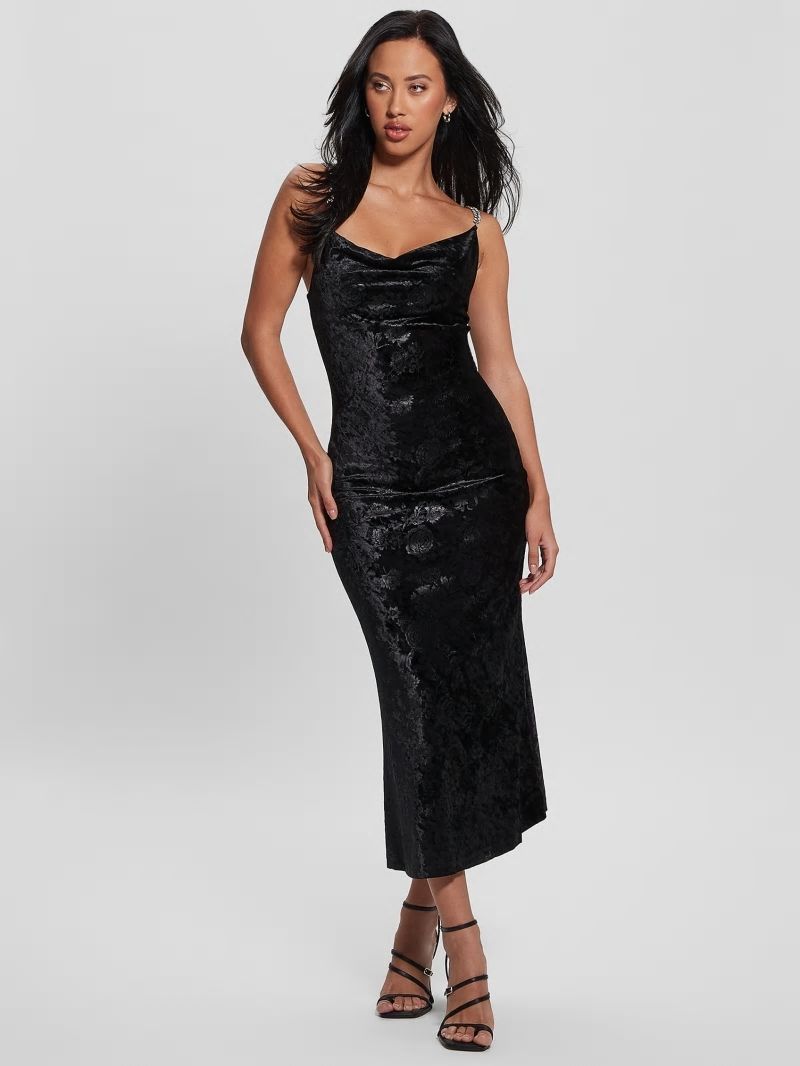 Guess Aida Floral Velvet Dress - Black Guess Aida Floral Velvet Dress - Black
