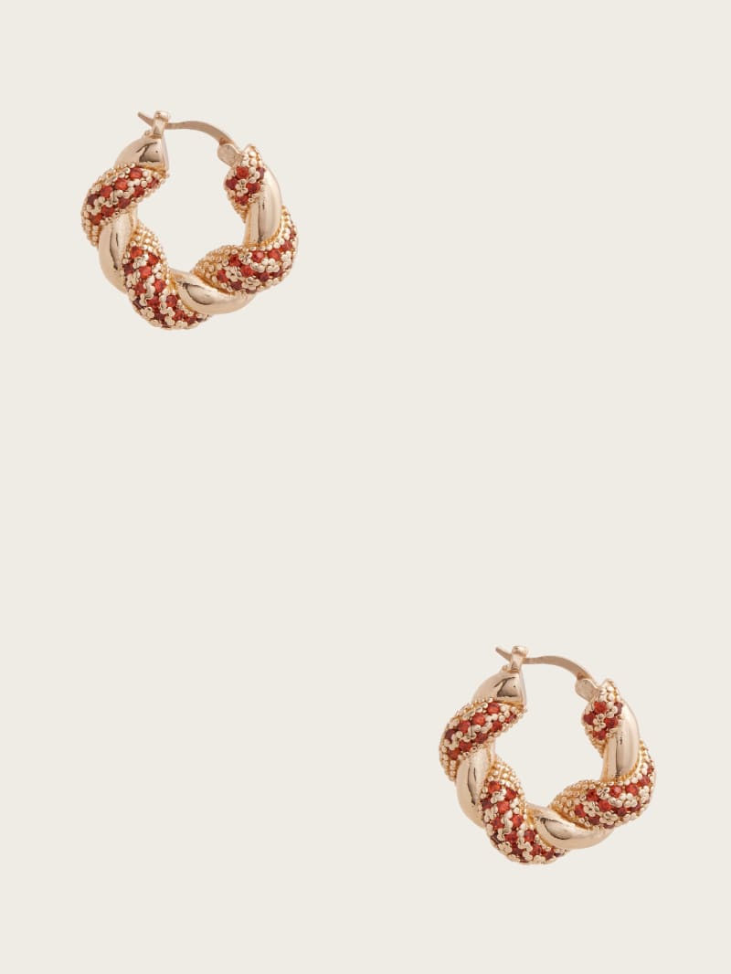 Guess Pave Twist Huggie Earrings - Silver/Gold Guess Pave Twist Huggie Earrings - Silver/Gold