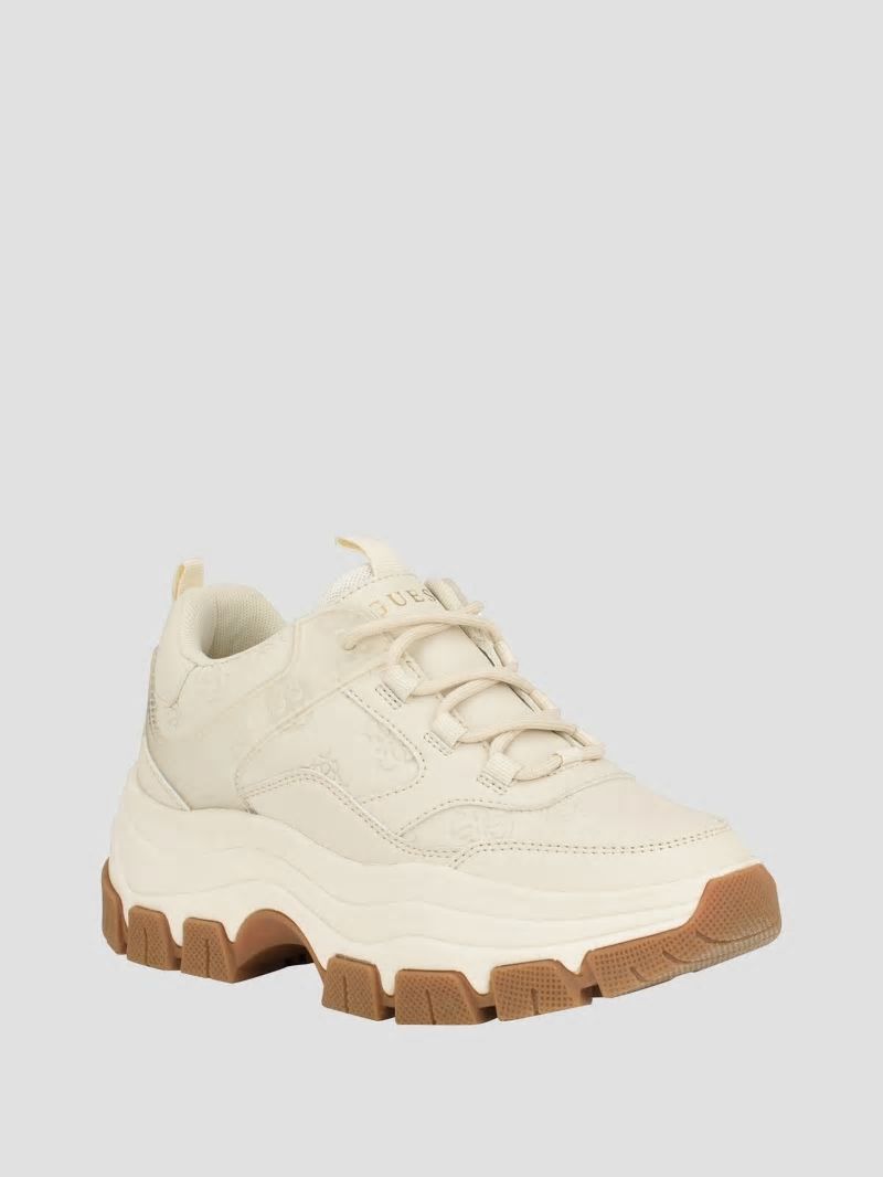 Guess Bisun Signature Peony Sneakers - Ivory 150 Guess Bisun Signature Peony Sneakers - Ivory 150