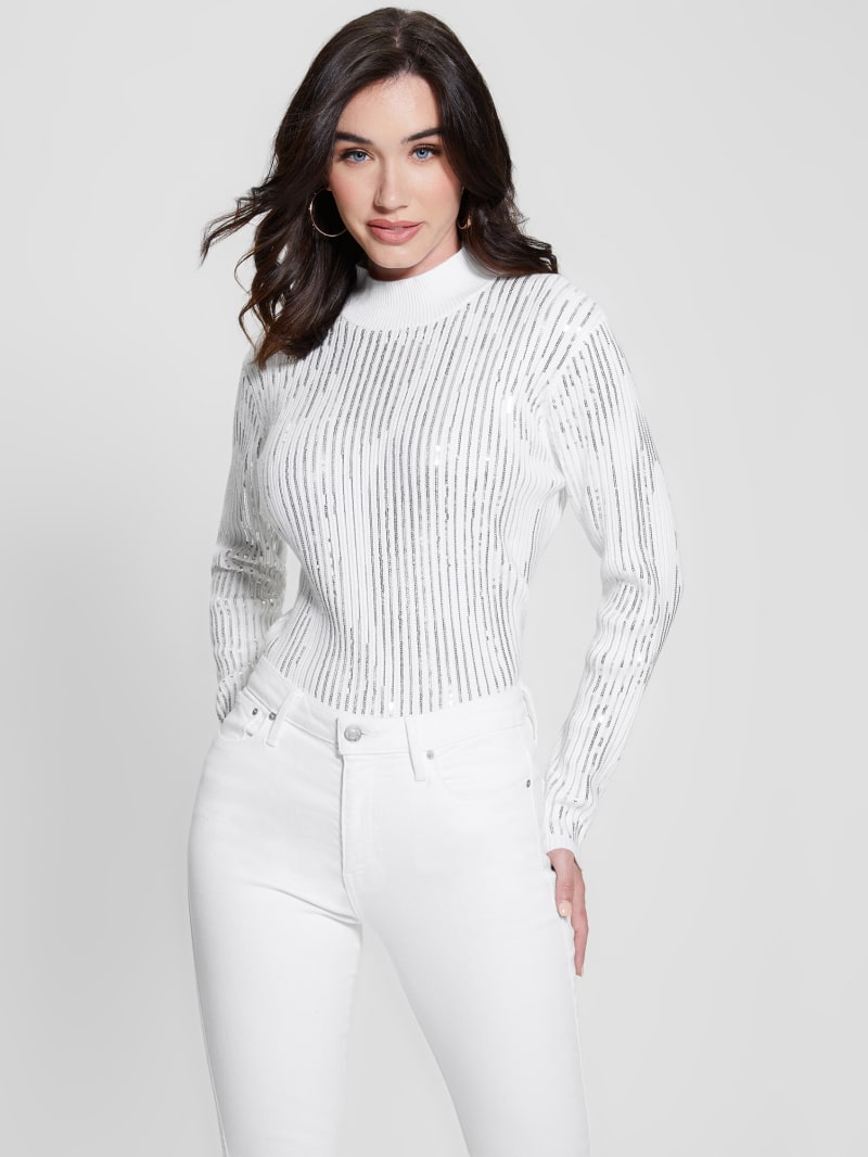 Guess Vivian Sequin Sweater - Pure White Guess Vivian Sequin Sweater - Pure White