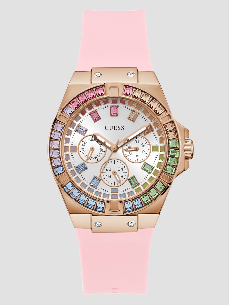 Guess Pink Multifunctional Silicon Watch - Rose Gold Guess Pink Multifunctional Silicon Watch - Rose Gold