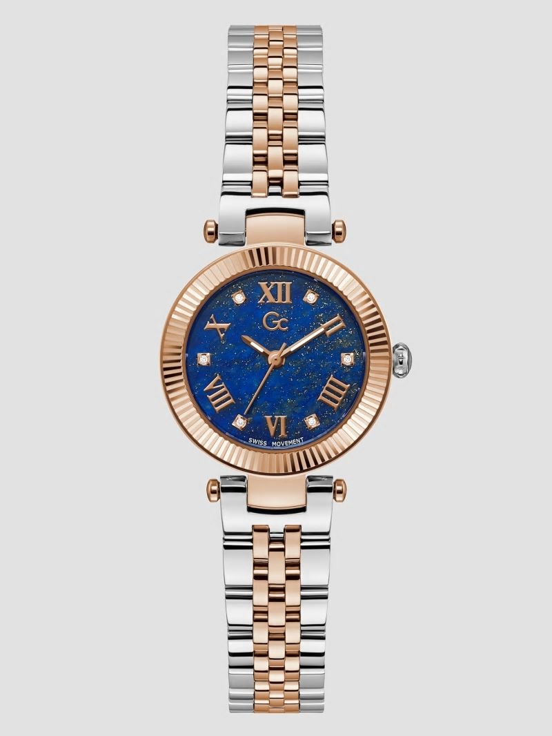 Guess Gc Lapis Lazuli Gemstone Analog Watch - Rose Gold Guess Gc Lapis Lazuli Gemstone Analog Watch - Rose Gold