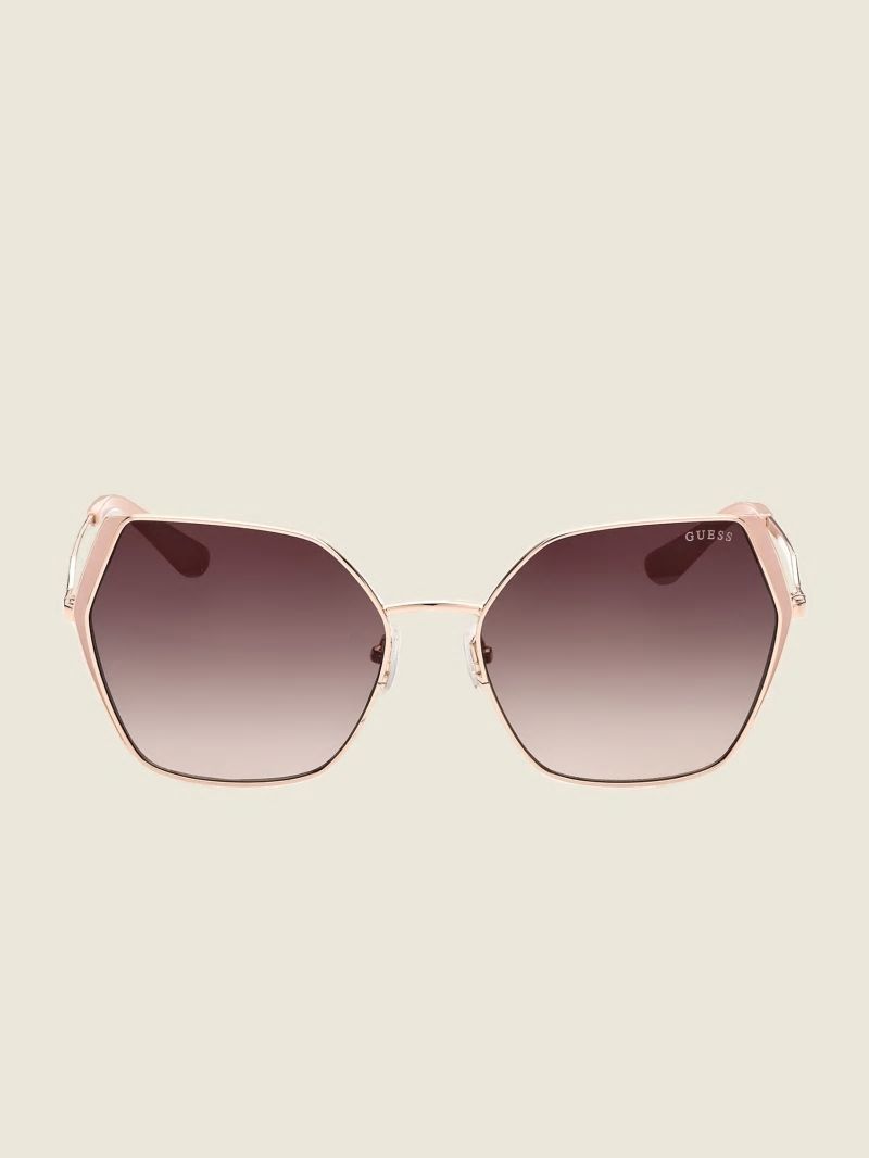 Guess Oversized Metal Geometric Sunglasses - Rosegold Guess Oversized Metal Geometric Sunglasses - Rosegold