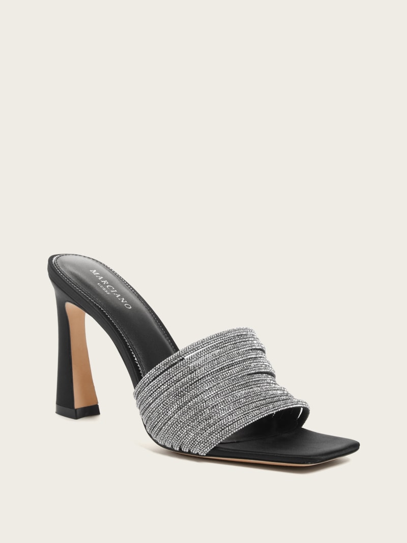 Guess Leah Crystal Heeled Mules - Black Guess Leah Crystal Heeled Mules - Black